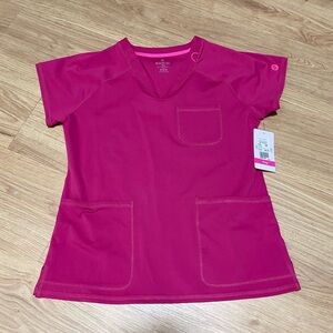 Med Couture Fuchsia Scrub Top with Pockets
